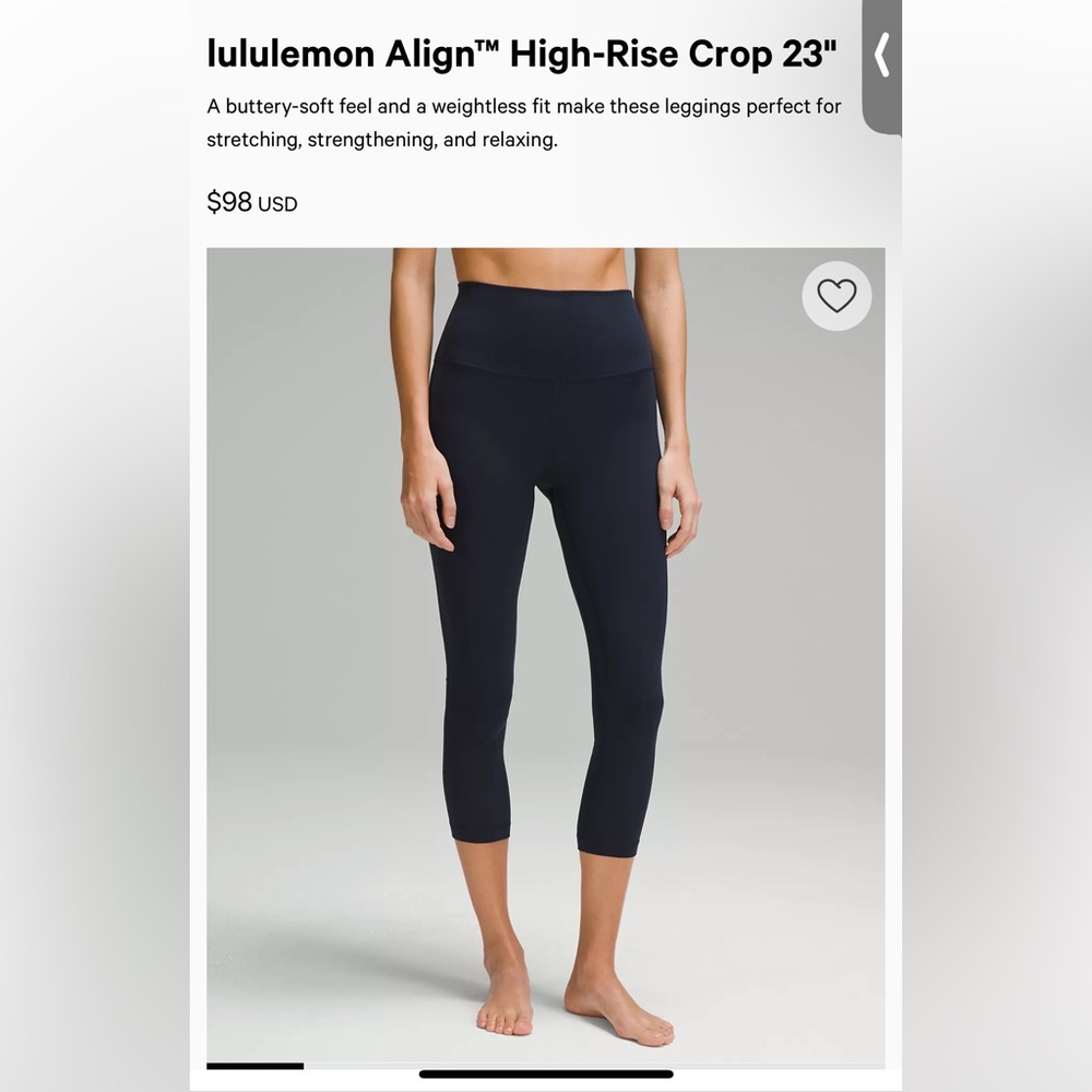 LuluLemon Align™ High-Rise Crop 23" in true navy
